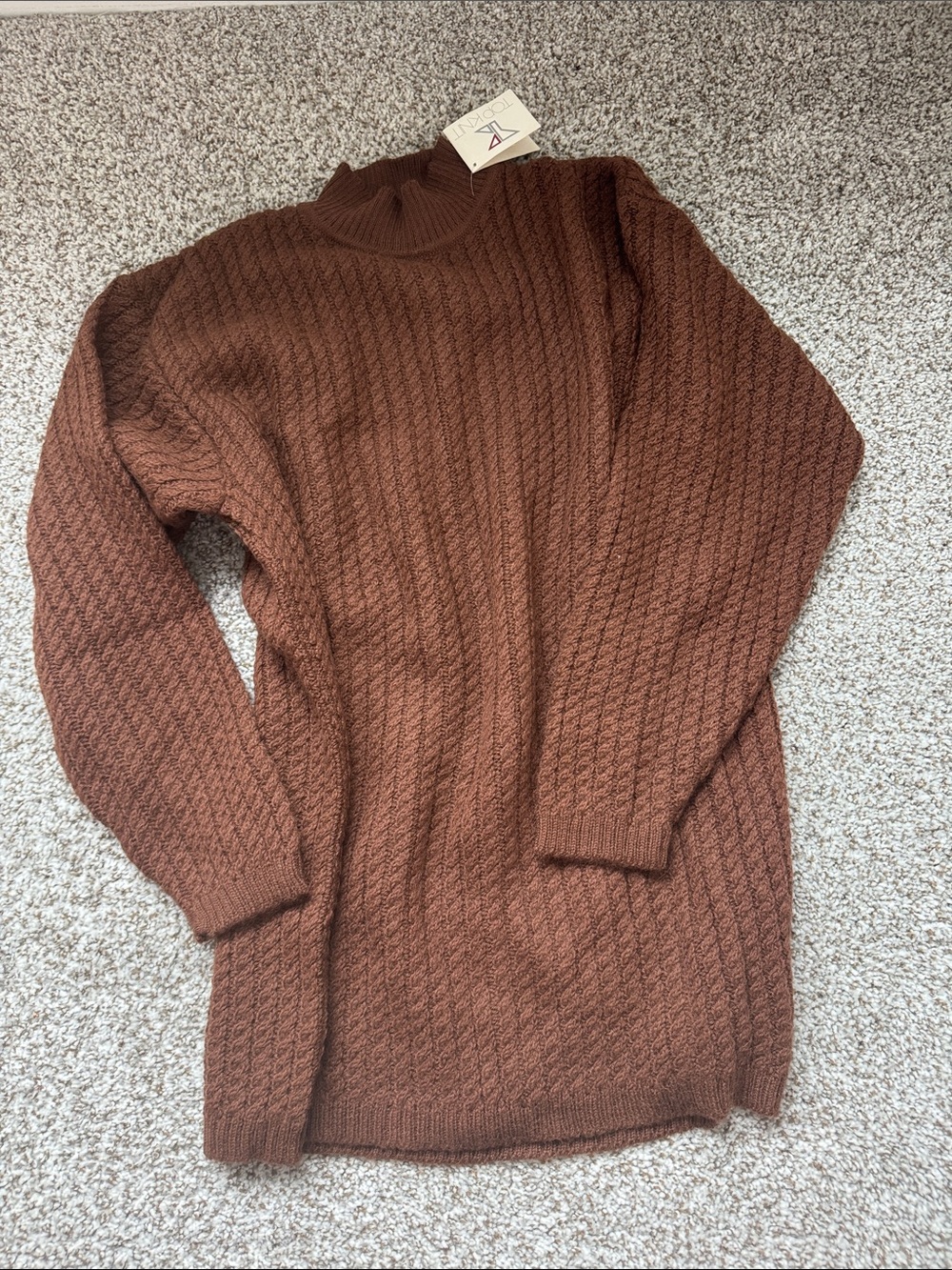 NWT Top Knit Baby Alpaca Wool Sweater Dress M Chocolate Brown Tunic